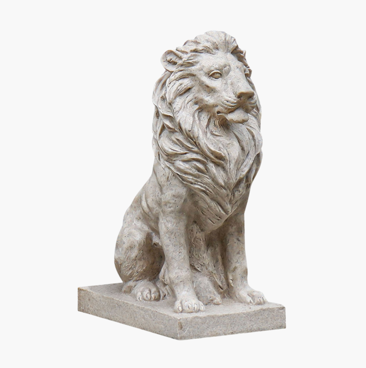 Sitting Lion Garden Statue – White