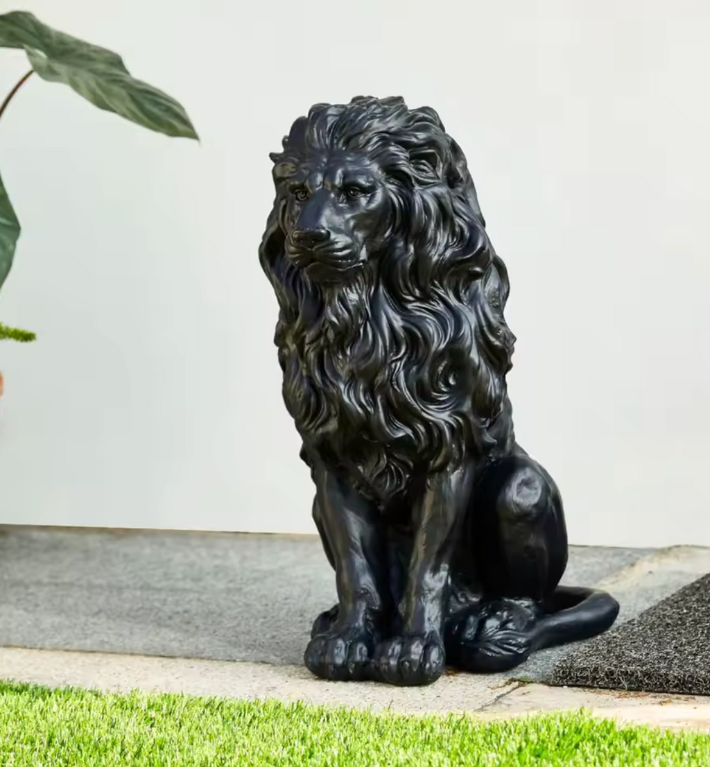Black Lion Garden Statue
