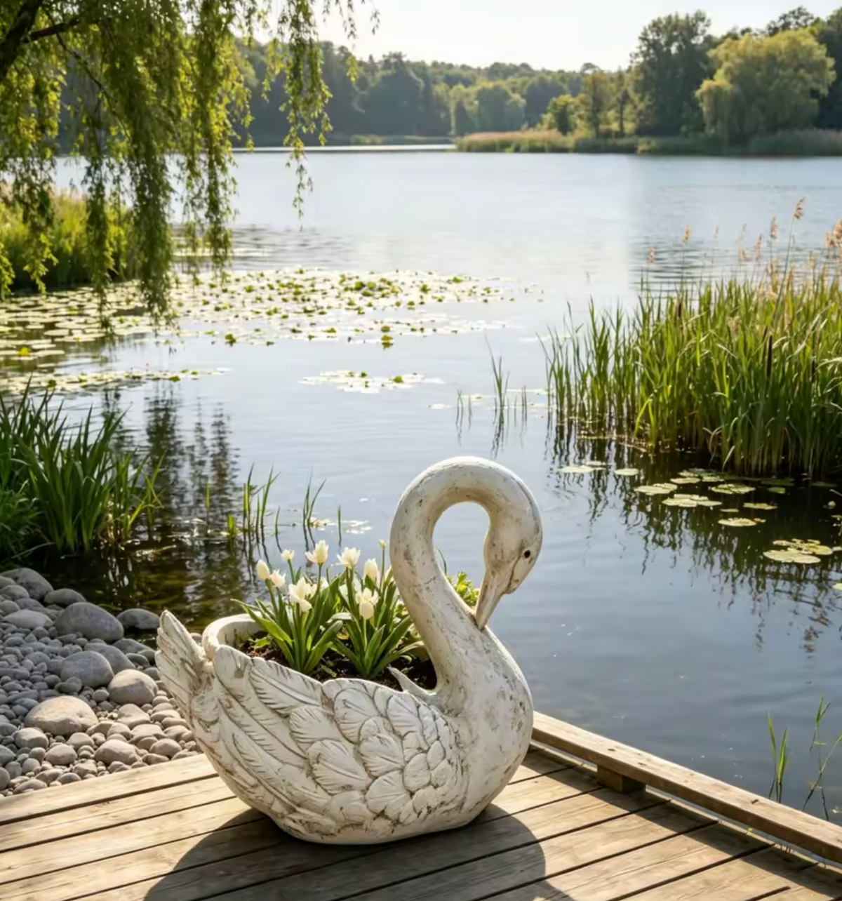 Swan Planter Garden Statue
