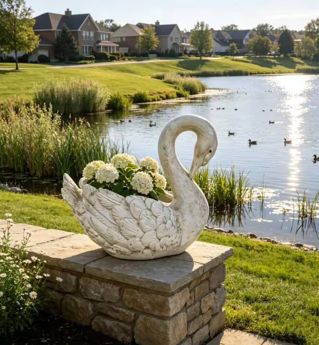 Swan Planter Garden Statue