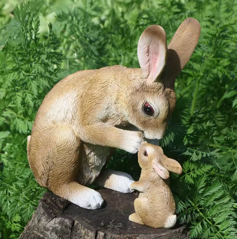 Rabbit Family Garden Statue
