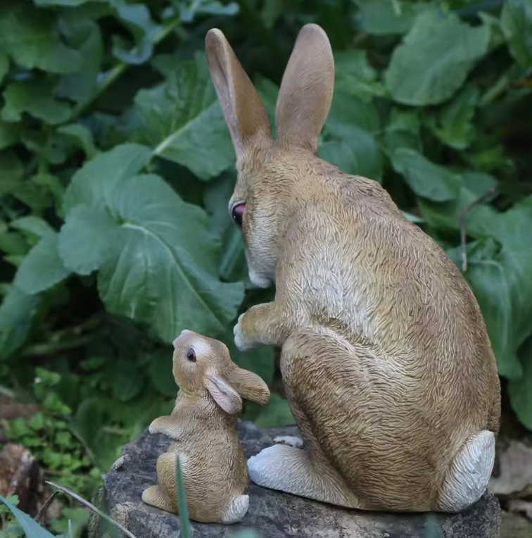 Rabbit Family Garden Statue