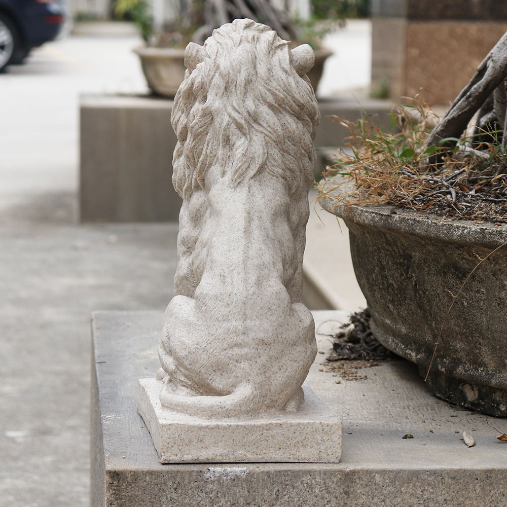 Sitting Lion Garden Statue – White