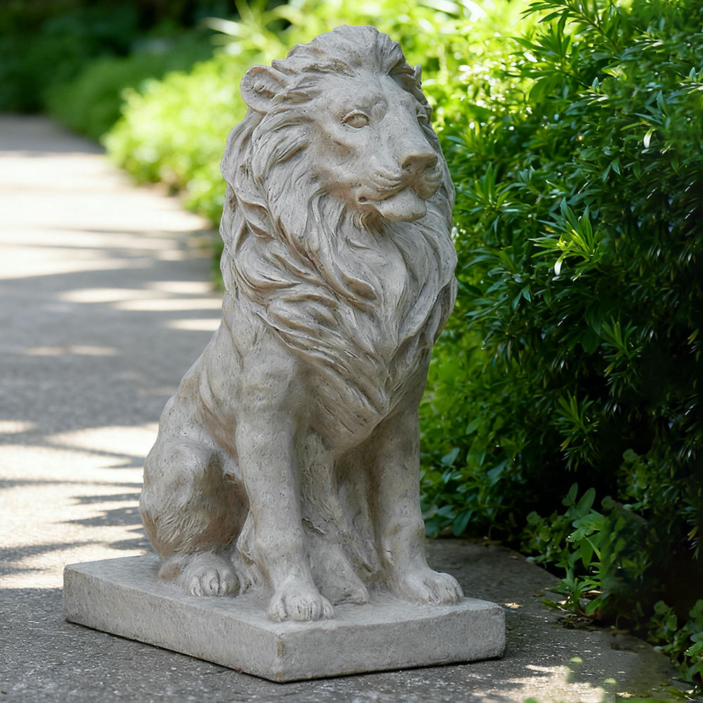 Sitting Lion Garden Statue – White