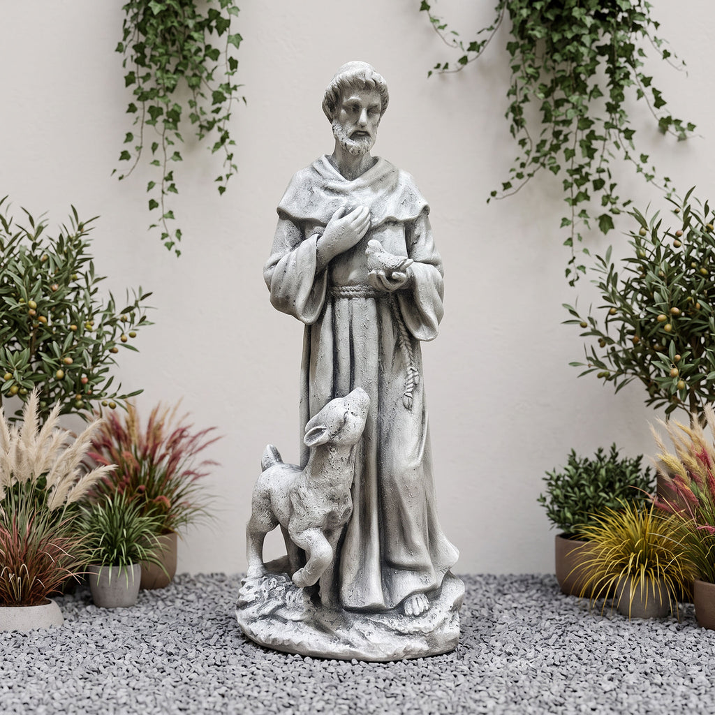 Saint with Lamb Garden Statue