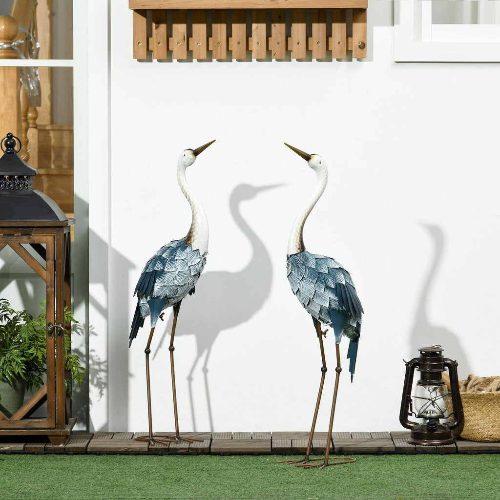 Blue Crane Garden Statues